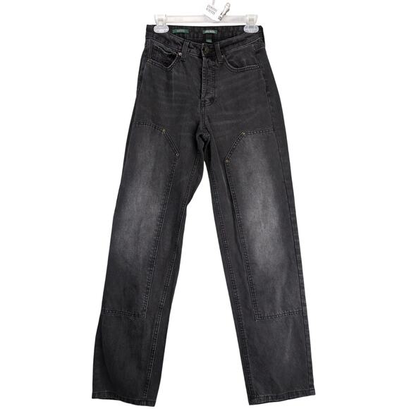 Wild Fable High Rise Straight Jeans Women's 2 Black 24x30 Double Knee Button Fly - Picture 1 of 10